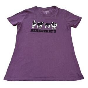 Vintage 90s Ben and Jerrys Shirt XL (M) Cows 1992 Purple Woody Jackson NWOT